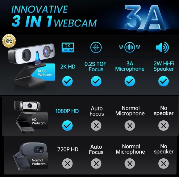 Rockware All in one video conferencing soundbar webcam for pc - Picture 3 of 4